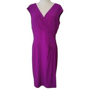 Lauren by Ralph Lauren Fuschia Faux Wrap Dress Size 12